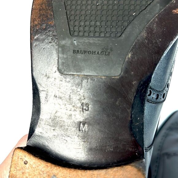 Bruno Magli "Radical" Men's Black Leather Wingtip Italy Dress Shoe Oxfords US 13 - Picture 12 of 13